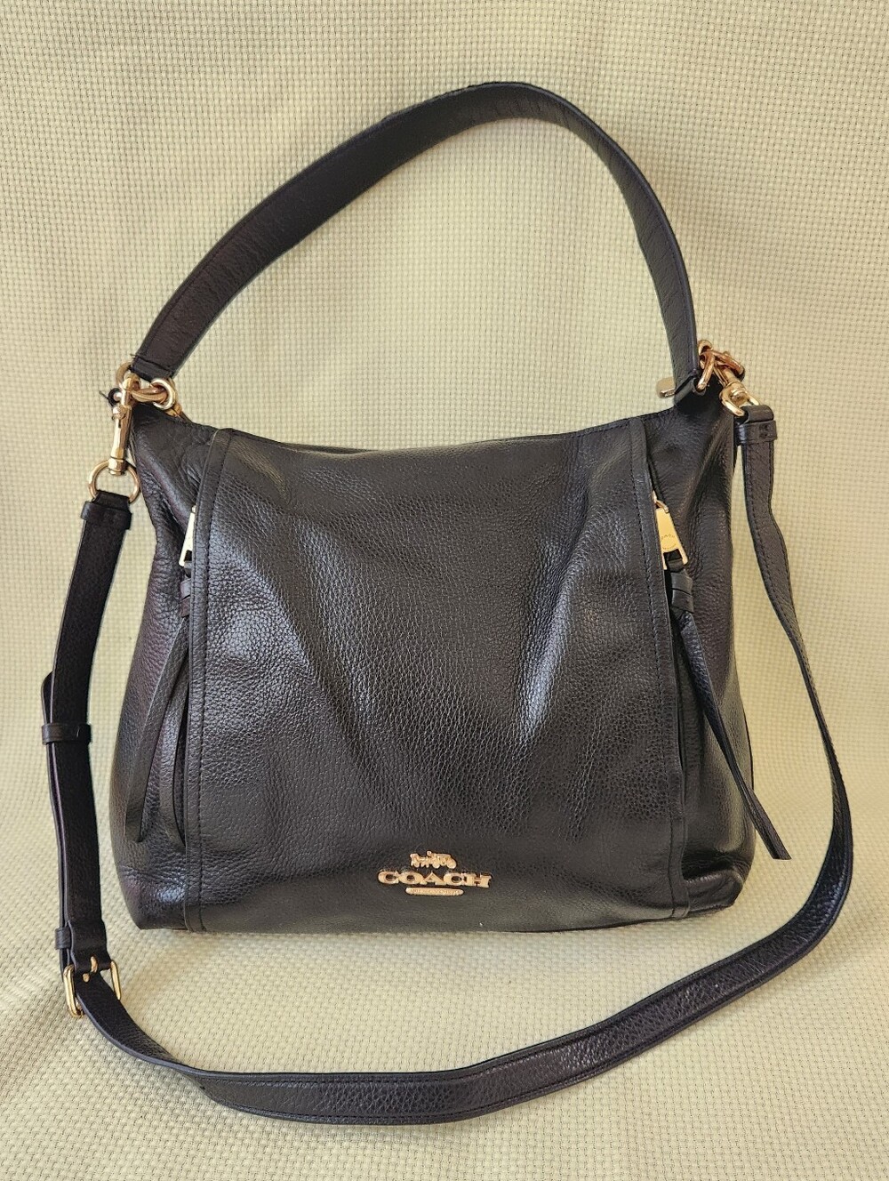 Coach Marlon Hobo Bag Black Pebble Leather Crossbody Shoulder Bag F79994